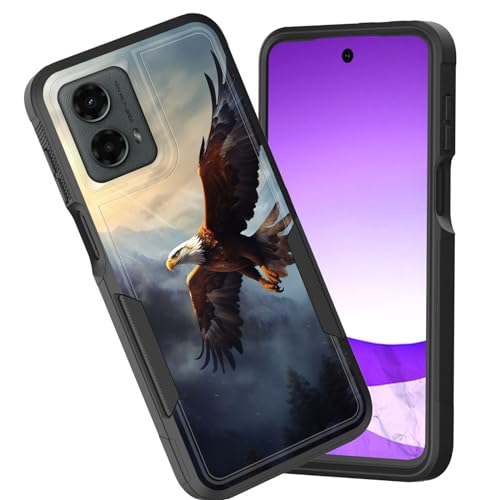 CICPLKSE for Moto G 5G 2024 Case,Dual Layer Heavy Duty Hybrid Shockproof Hard PC Soft Silicone TPU Bumper Protective Cover Case for Motorola Moto G 5G 2024 / G Play 5G 2024,Eagle Flying Over Mountain -  BSQH-Moto G 5G 2024-FBA-11