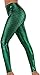 Jescakoo Green Mermaid Leggings for Women Halloween Leggings Stretch Ankle Length M