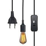 Super DIY Edison Lampe mit einfachem Design und farbigen Textilkabel. 7 Farbe (schwarz, Braun, Grau, grün, Lila, Orange, weiß)