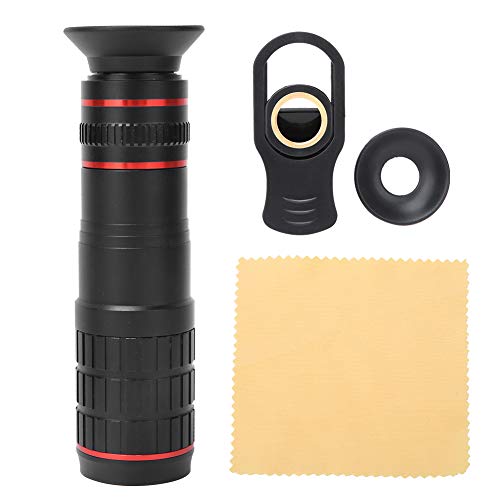DAUERHAFT Cell Phone Camera Lens,Optical Glass Black 20X Magnification Zoom Telephoto Lens,HD Clip Smartphone Monocular Telescope Lens,Telephoto Zoom Monocular Telescope,for iPhone, Samsung, Android