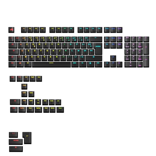 GLORIOUS Gaming - Touches GPBT rétroéclairées : légendes translucides, Noir, pour claviers mécaniques formats 100%, 75%, 65%, 60% - Disposition française AZERTY - USB