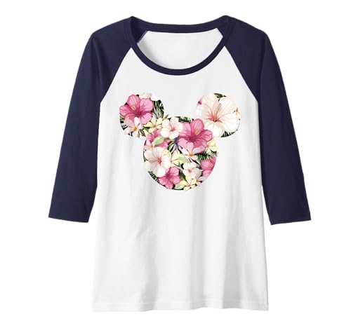 Mickey Floral Fill Raglan Disney t-shirt baseball manches contrastées femme