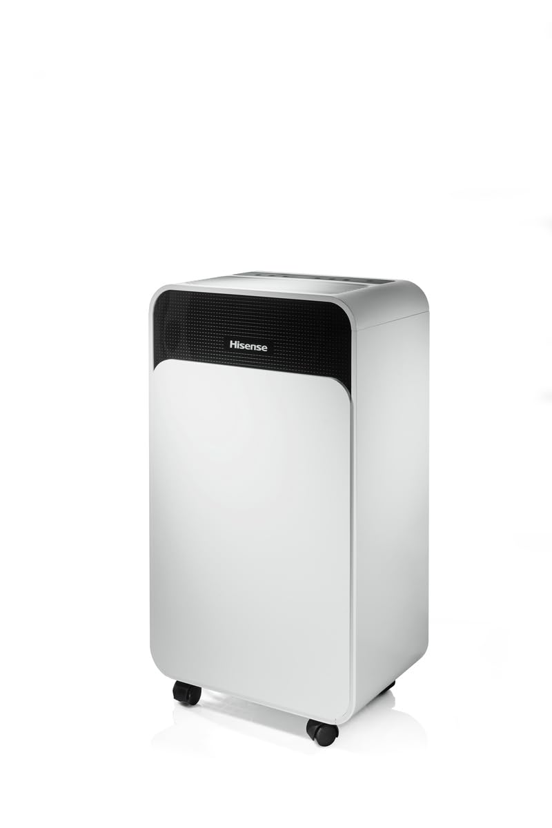Hisense D16CW NUOVO Deumidificatore Classico A Scarico, Portatile, Bassa Rumorosità, Asciugatura, Spegnimento Automatico, Bianco, 50x28x20 cm, Capacità 16 litri