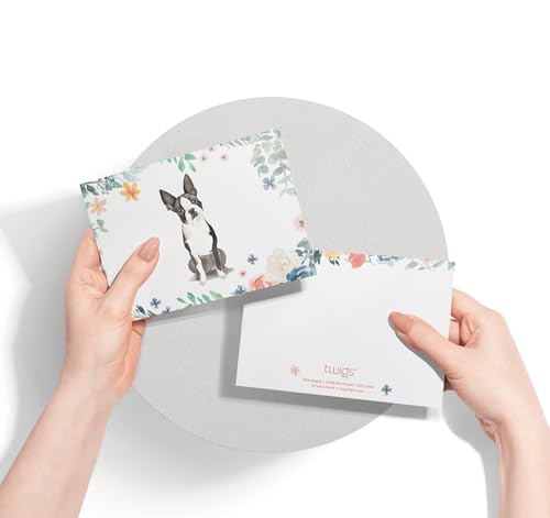 Image of Twigs Paper Note Cards Dogs Design - 12 Assorted Dogs Note Cards with Envelopes - Made in USA Greeting Card - Eco Friendly Blank Cards and Envelopes - 5.5 x 4.25 Size Appreciation Cards