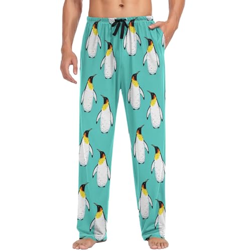 visesunny Mens Pajama Pants Funny Penguin Animal 100% Cotton Lightweight Soft Pajama Bottoms Lounge Sleepwear
