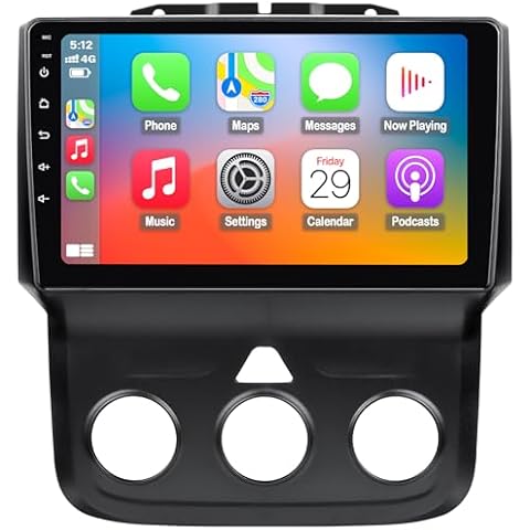Car Stereo for Dodge RAM 1500 2500 3500 2013 2014 2015 2016 2017 2018 with Wireless CarPlay and Android Auto,9'' Android 13 Touch Screen Radio Replacement,2G Ram 32G ROM(Only fit Manual AC) Cover