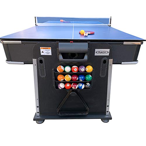 Rack Triad 7-Foot 3-In-1 Multi Game Swivel Billiard/Pool Table (Black Felt With Black Body) #TOP6