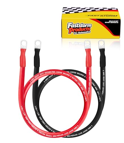 FASTSTORM 4 AWG Battery Cable, Flexible Inverter Cables 4 Feet with 3/8