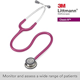 3M Littmann Stetoscopio per il monitoraggio Classic III, tubo auricolare lampone, 69 cm, 5648