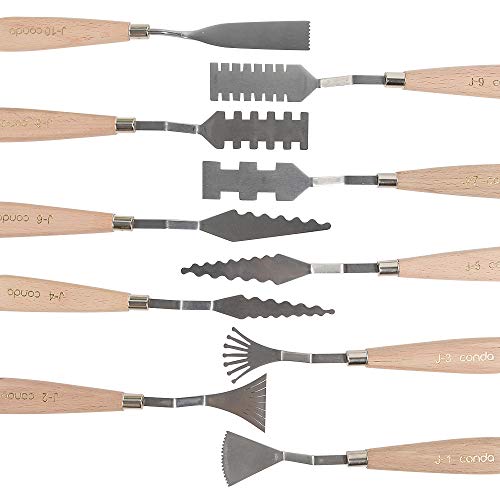 CONDA Palette Knife Set -10Pcs Stainless Steel Spatula Pallet Knife Painting Tools Metal Knives Wood Handle with Different Shapes and Sizes - Thumbnail 4