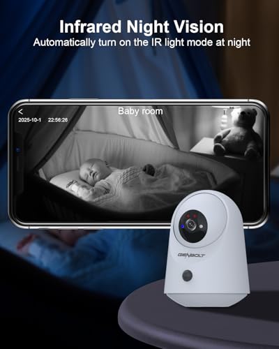 GENBOLT 2K WiFi Indoor House Security Camera Wireless, Pan Tilt Pet Camera with 5000mAh Battery Powered, IP Camera CCTV Nanny Dog Cam Baby Monitor with PIR Detection - Image 6