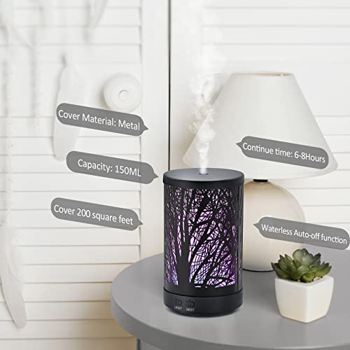 Asakuki Essential Oil Diffuser Metal Diffuser 150Ml, Aromatherapy Oil Diffuser Ultrasonic Cool Mist Diffuser With Night Lights And Auto Off Function #TOP3