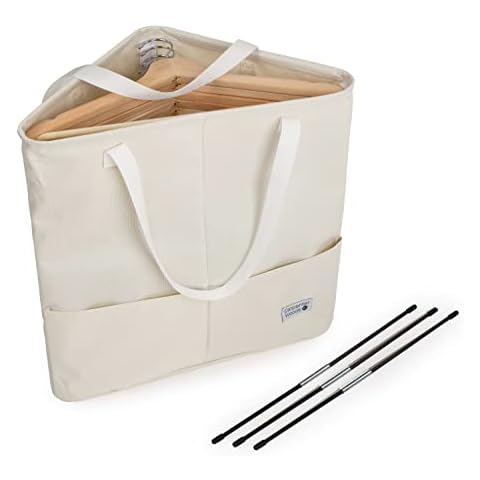 Carpenter Woods Clothes Hanger Organizer Bag with Handles (Beige White) Cover