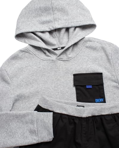 Image of DKNY Boys' Short Set - 2 Piece Soft Fleece Active Hoodie and Running Shorts - Athletic Boys' Matching Outfit Set (Sizes:8-12)