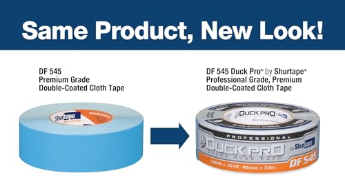 Ruban adhésif double couche 48mm Shurtape DF 545 Duck Pro bleu pour fixation sol et moquette 36m