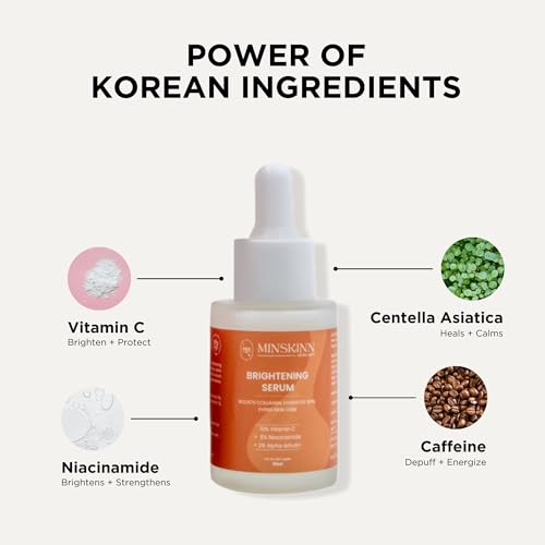 Image of Minskinn Brightening Serum for Face Glow | Vitamin C 10% + Niacinamide 5% + Alpha Arbutin 2% | Dark Spot & Pigmentation Serum for Uneven Skin Tone, Anti Aging, Pore Treatment & Hydrating Glow - 30ml
