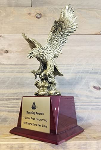 Same Day Awards Pershing Gold Eagle Trophy 14.5 Inches Personalize/Customize W/Free Engraving #TOP3