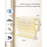 Spacrea Wall Hanging File Organizer, Gold Desk Organizers and Accessories, 5-Tier Mesh Wall Mail Organizer, Paper Document Magazine Rack with 3 Pen Holder for Office Home School - Image 2