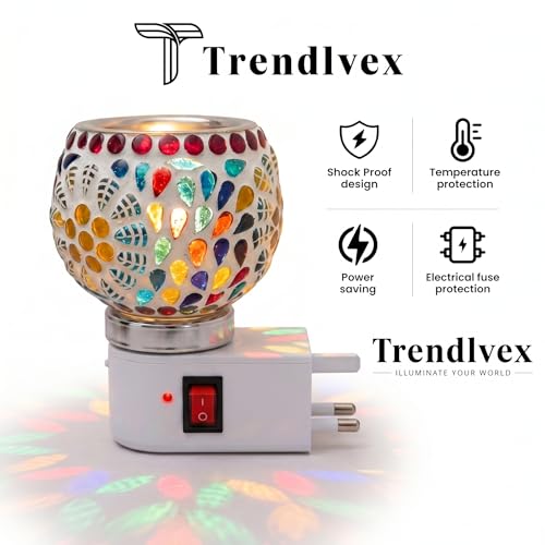 Image of Electric Kapoor Dani with Night Lamp & Camphor Diffuser - Premium Ceramic Dhoop Burner for Pooja, Home & Office. Versatile Electric Aroma Burner for Aromatherapy & Repellent. (FULLPATTI)