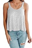 Febriajuce Women's Sequin Tank top Sleeveless Camisole Vest Tank Tops Shining Shirts