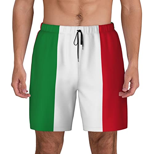 Italian Flag Men's Swim Shorts Beach Trunks with Compression Lined and Pockets