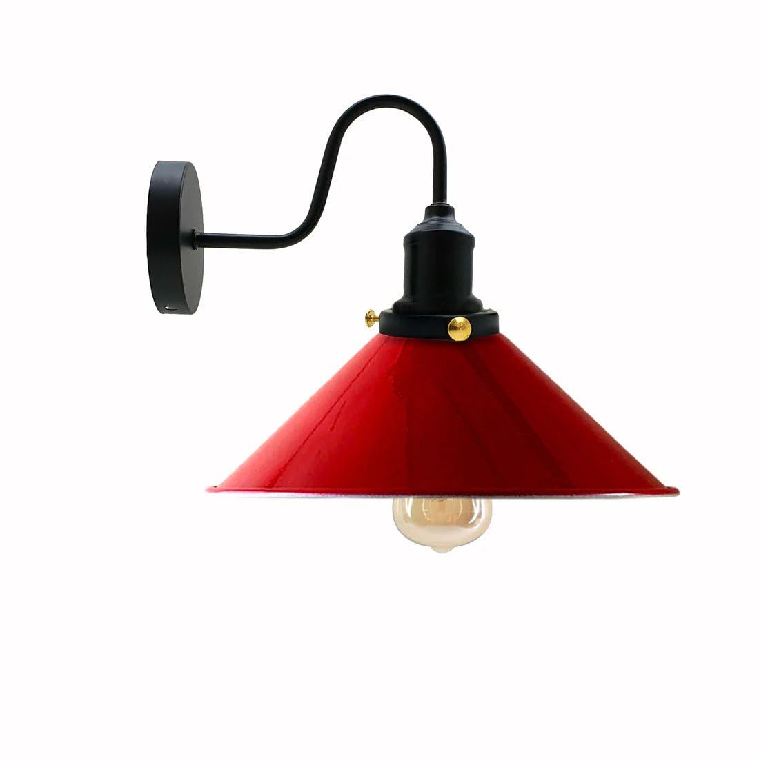 LEDSone Vintage Wall Sconce Metal Shade E27 Industrial Wall Mount Lights Adjustable Cone Shade Easy Fit Wall Lamps Fixtures for Living Room1 Pack