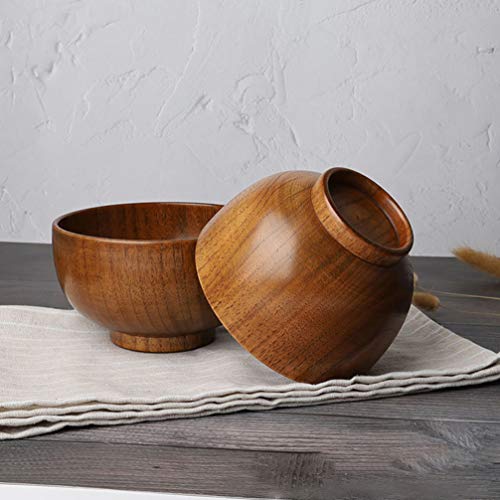 Hemoton 1Pc 13X8Cm Simple Wooden Bowl Food Bowl Handmade Wood Bowl Soup Bowls Cereal Bowls Rice Bowls Mixing Bowls Wooden Salad Bowl Individual Salad Bowls #TOP5