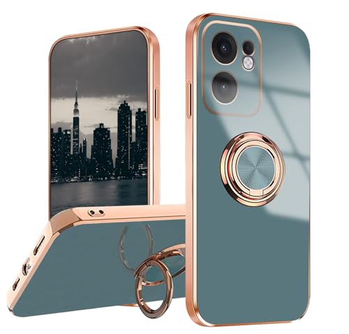 Wousunly �ƌ݊���������܂� Oppo Reno 15A �P�[�X �X�^���h�t�� �ϏՌ� �}�z�P�[�X �Ή� Oppo Reno 15A �g�уJ�o�[ �����O360°��]�ԍڃz��TPU�����h�~���^�S�ʕی� (�O���[)