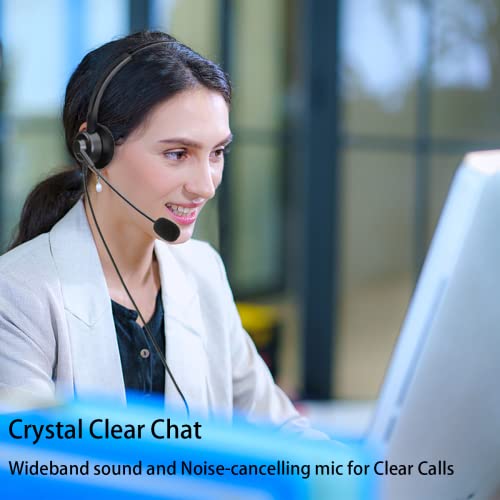 RJ9 Telephone Headset with Microphone Noise Cancelling, Corded Office Phone Headsets for Polycom VVX250 VVX400 VVX500 ShoreTel 230 420 480 Mitel 5320e Avaya 1408 1416 5610 9508 NEC Landline Phones by Callez - Image 4