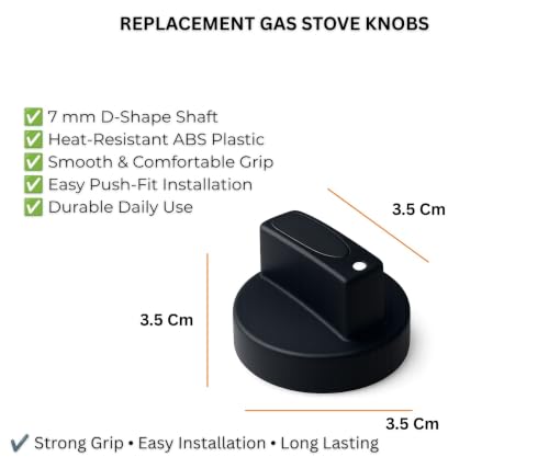 Image of Gas Stove Control Knob (Pack of 3) | LPG Gas Chulha Replacement Knobs | Push Fit Cooktop Knobs | Heat Resistant Plastic | Black