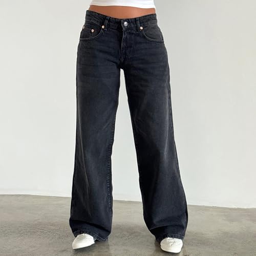 Giraropa Women's Trendy Straight Wide Leg Y2K Baggy Jeans Denim Pants