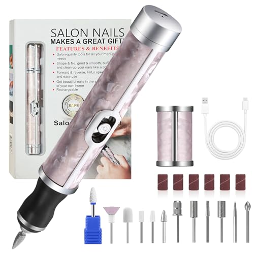 Fresa per unghie in gel,BOBOPACK 20000 RPM Lima Elettrica per Unghie con 12 Punte, 4 velocità Regolabile Trapano Ricaricabile Set Manicure Frese Ideale per Manicure e Pedicure a Casa