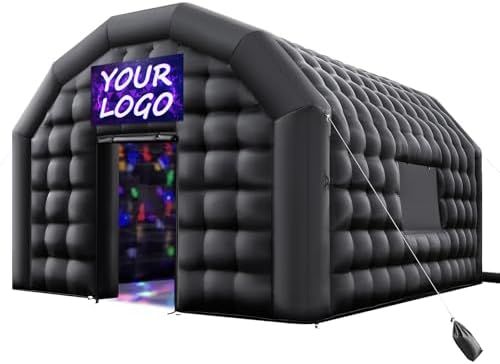 VEVOR Inflatable Nightclub, 16.4 x 13.1 x 12.5 ft Inflatable Party Tent with 680W Blower & Sandbag, Ventilated Blow up Night Club with 2 Windows, Air Cube House for Event Birthday Wedding Party