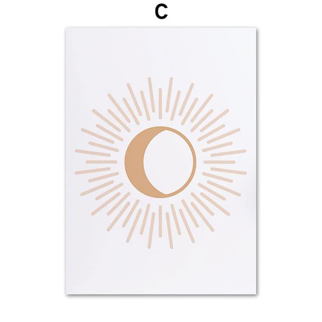 Boho Poster Florero Planta Impresiones en Lienzo Sun Moon Posters Minimalista Arte de la Pared...