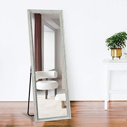 Image of NeuType Full Length Green Polystyrene Frame Hanging Floor Mirror with Standing Holder Bedroom /Locker Room
