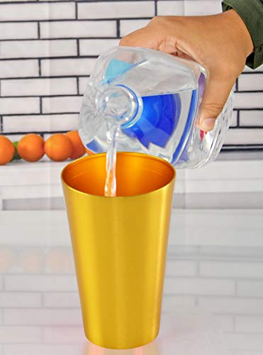 Home-X Colorful Aluminum Drinking Cups Set Of 6, Colored Metal Tumblers, Shatter Resistant, Stackable, 6 Metallic Colors - 16 Ounces #TOP1