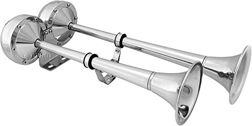 Vixen Horns Loud Powerful Dual Stainless Steel Trumpets Marine Electric Train Horn For Boats/Rv/Trucks 12V Chrome Vxh2112Mar #TOP1