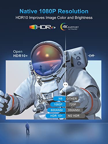 Auto Focus Projector With Wifi And Bluetooth, Leapwell Portable Mini Projector Native Fhd 1080P 600 Ansi Lumens, Android Smart Movie Video Projector Support 4K For Home Theater And Outdoor #TOP3