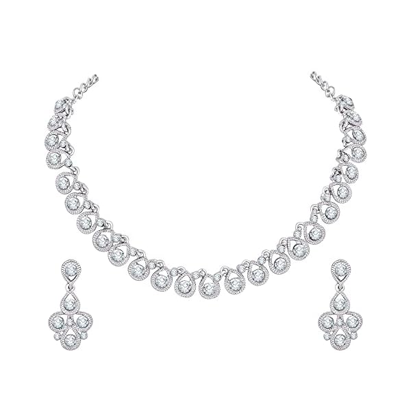Atasi International Diamond/Stones Necklace Set with Earrings for Women | Stylish Jewellery for Party, Wedding and Festive Occasions | Fashion Accessories