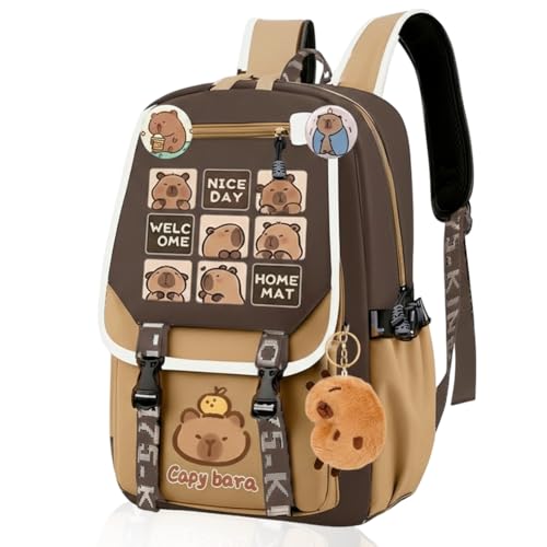 Spiritzohic Capybara Mochila Gran Capacidad Mochila Para Niños 11 Piezas Capybara Mochila Escolar De Dibujos Animados Para Niños Kindergarten Para Niños Bolsa