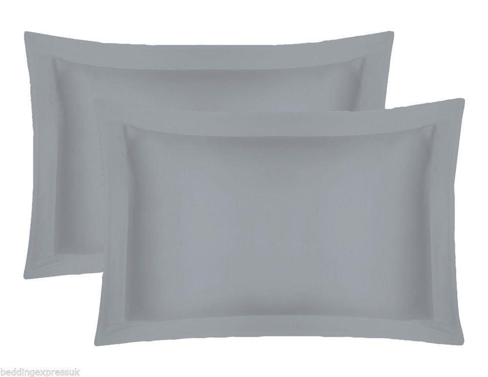 Oxford Pair Pillow Cases 100% Percale 180 Thread Count Hotel Quality * Textile.Plus* (Dark Grey)