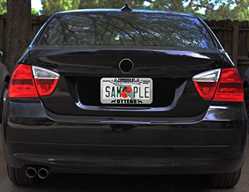 Speedy Pros Metal License Plate Frame Powered By Otters Chrome Tag Border Car Accessories Chrome 2 Holes 1 Frame #TOP3