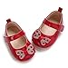 WILLFUN Baby Girls Mary Jane Flats Sparkly Bowknot Princess Dress Crib Shoes Non-Slip for Toddler First Walkers, Red