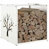 Assemblage requis : oui Tomostar Range Bûche Vertical, Range Bois Étagère à Bûches Support pour Bois de Cheminée Portant de bois chauffage blanc 40x40x40 cm