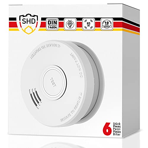 Preisvergleich Produktbild SHD Rauchmelder Set wechselbare Batterien (6X) - DIN EN14604 Geprüft & BSI-Zertifiziert, Brandmelder mit Stummschaltung & Selbsttest Funktion, Rauchmelder Magnethalter geeignet, Feuermelder DOF19