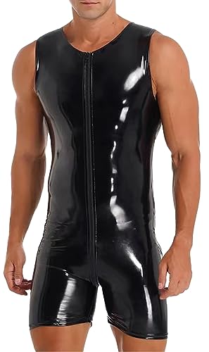 Combinaison en cuir verni homme pour briller en soirée clubbing noir