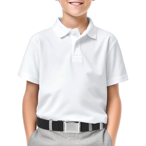 Bremorou Toddler Boy Belt Set Kids Elastic Adjustable Stretch Belt With Silver Square Buckle For Boys Girl Children Pants Uniform Jeans Causal (Black, Silver Gray, Coffee)