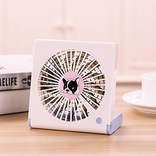 ZHANGQUANQUAN ZQQ High Performance Bulldog Pattern Mini Notebook Folding USB Fan with Wind 3 Speeds(Black) (Color : White)