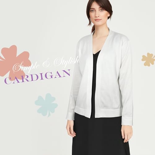 Women's Long Sleeve Cardigan White Open Front Bolero Shrugs Sweater for Women Casual Jeans Dress3