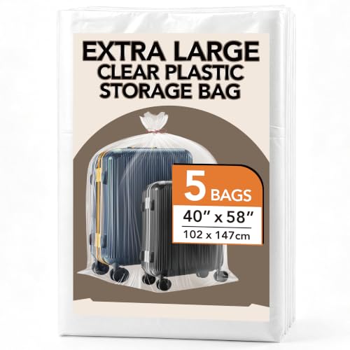 Meersburg 40 x 58 Inches 2 Mil Clear Plastic Storage Bags (5 packs）